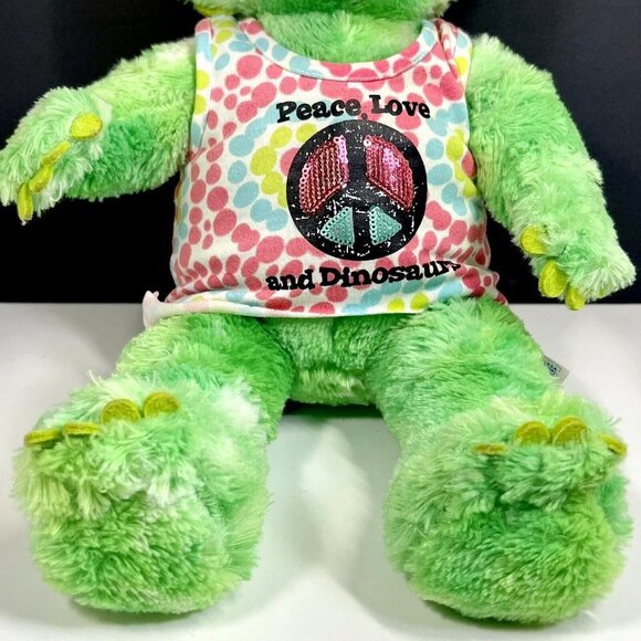 Build A Bear Green Triceratops Dinosaur 18" Plush with Sequins and Dot Tank - Picture 5 of 11